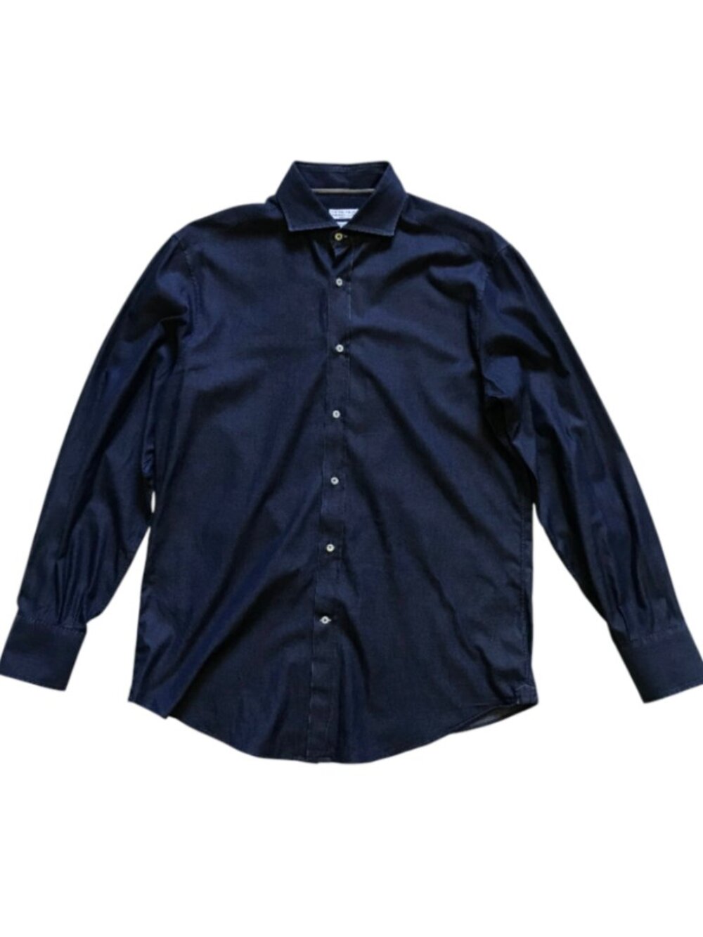 Brunello Cucinelli Denim Basic Fit Button Down Shirt Mens Large Navy Blue Cotton - Picture 3 of 11